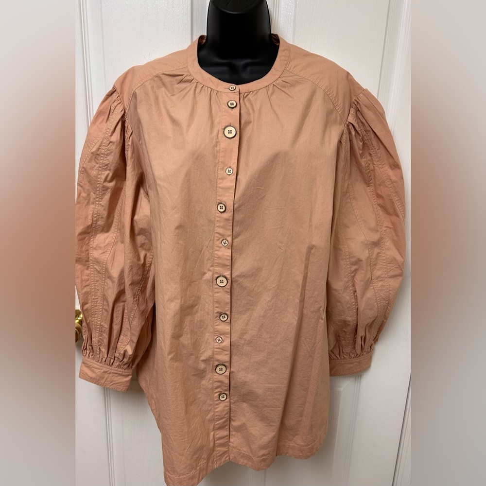 Ulla Johnson Button-Up Blouse with Puff Sleeves